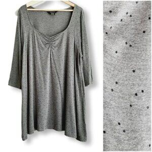 MICHEL STUDIO | Soft & Stretchy Tunic Top Grey w/ Polka-Dots Sz 2X